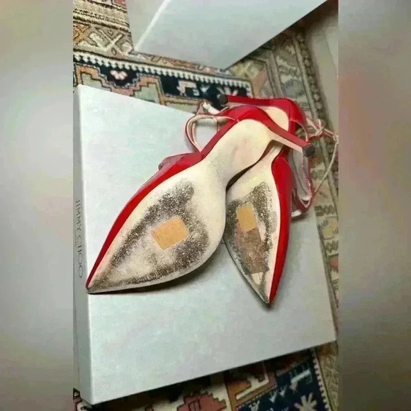 Jimmy Choo - Lancer Stiletto Red Patent Leather Pumps - 38 - Picture 9 of 10